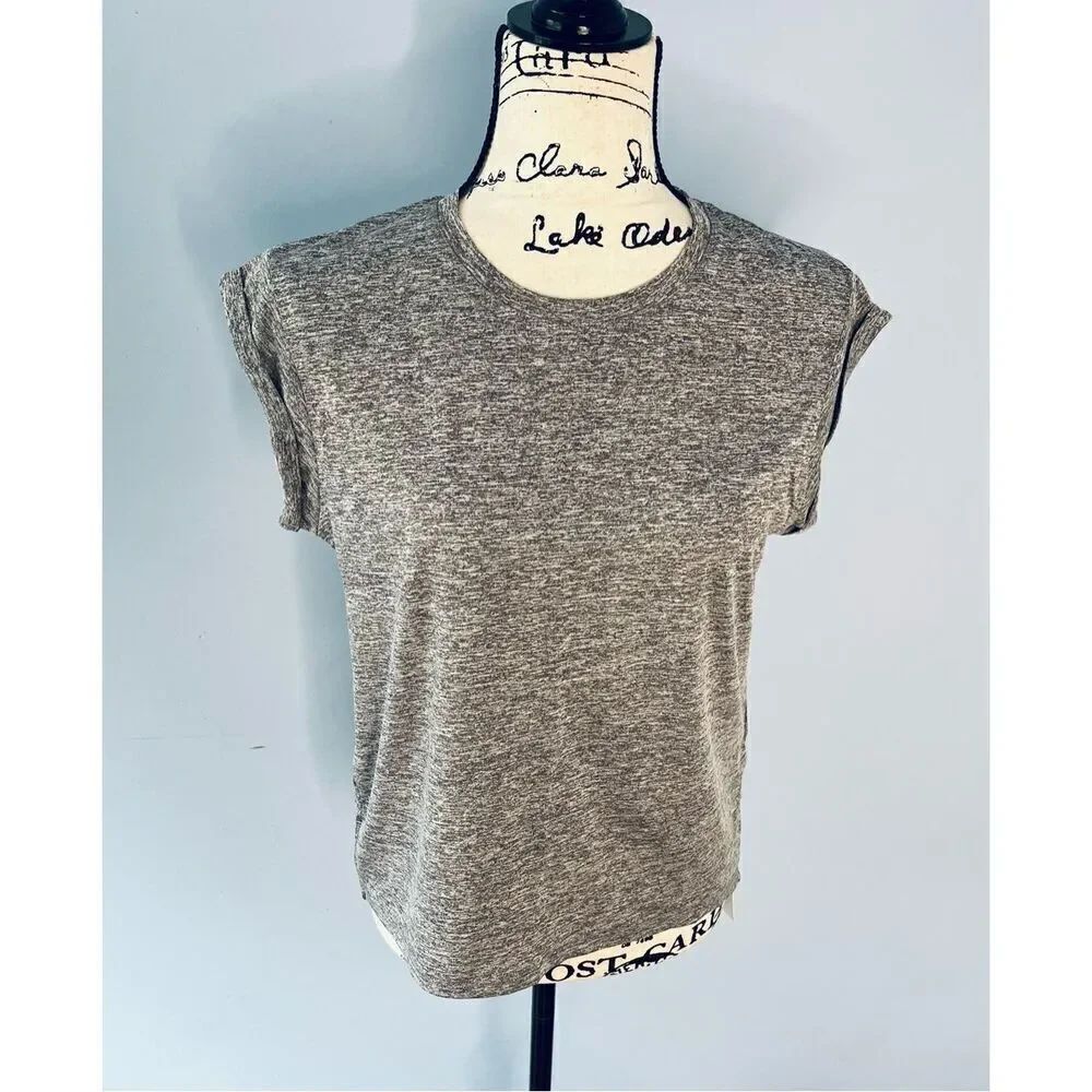 Halara Women’s S Cap Sleeve Cut Out Split Hem Tie Back Sports Top in Heather Gra